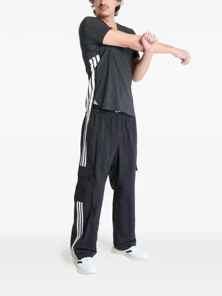Τρέξιμο fleece μπλούζα Adidas με λαιμόκοψη v μαύρο