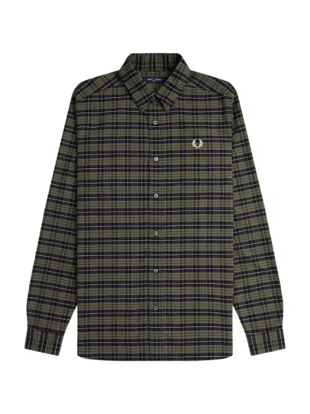 Cămașă Fred Perry în carouri din țesătură twill verde