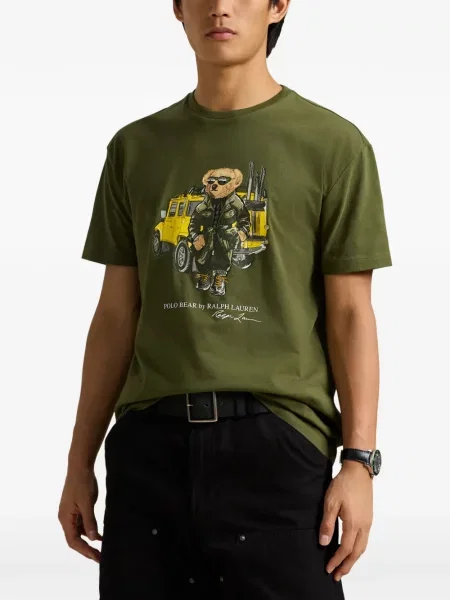 Tricou polo Polo Ralph Lauren cu glugă cu blană cu broderie roșu