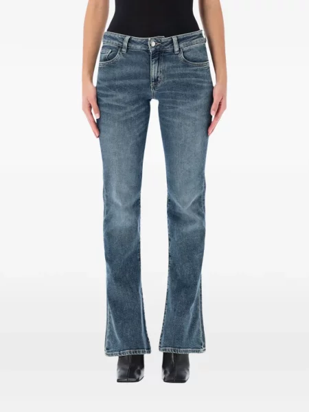 Blugi evazați Icon Denim cu broderie evazate albastru