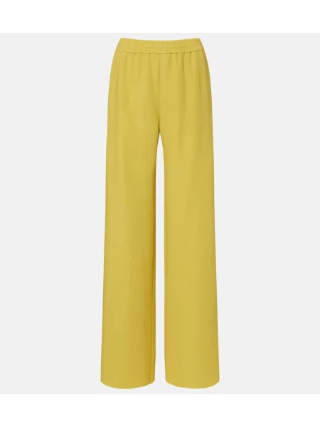 Pantaloni Valentino de mătase cu picior lat galben