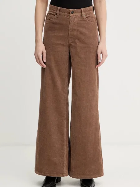 ZADIG&VOLTAIRE pantaloni de catifea cord evazați high waist maro