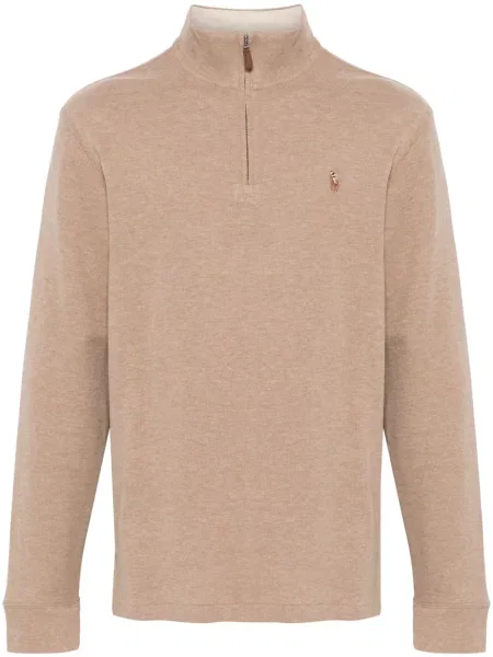 Pantaloni Polo Ralph Lauren cu broderie cu model herringbone maro