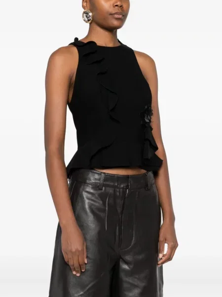 Bluzka Gemy Maalouf w kwiatki z falbankami czarna