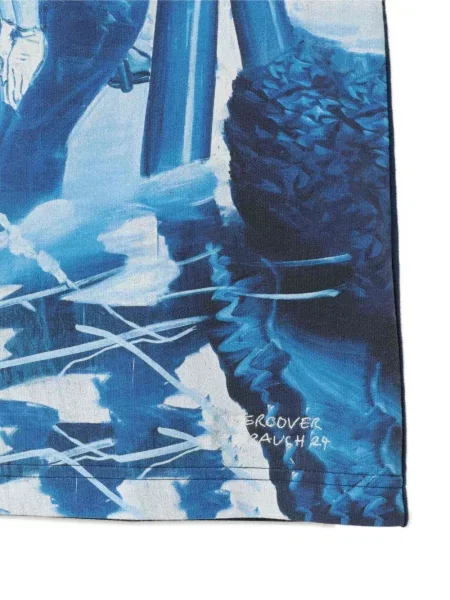 Tricou Undercover cu imagine scurt albastru