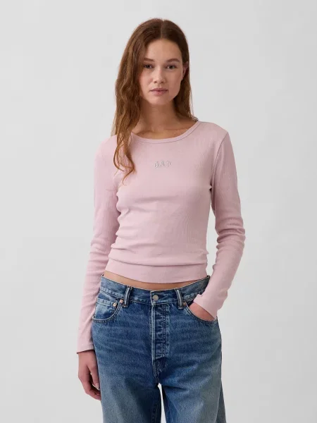 Tricou Gap cu nervuri cu autograf albastru