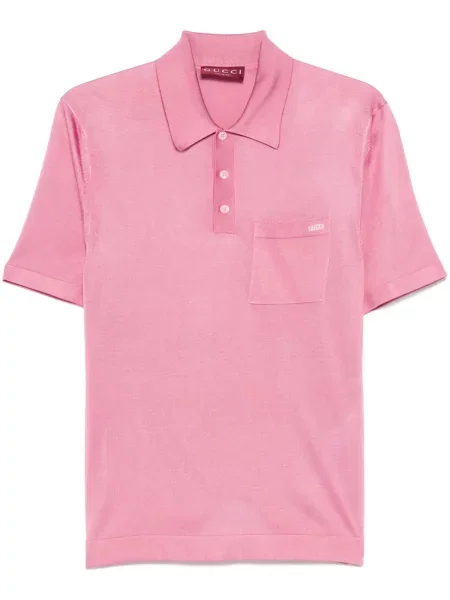 Tricou polo Gucci de mătase roz