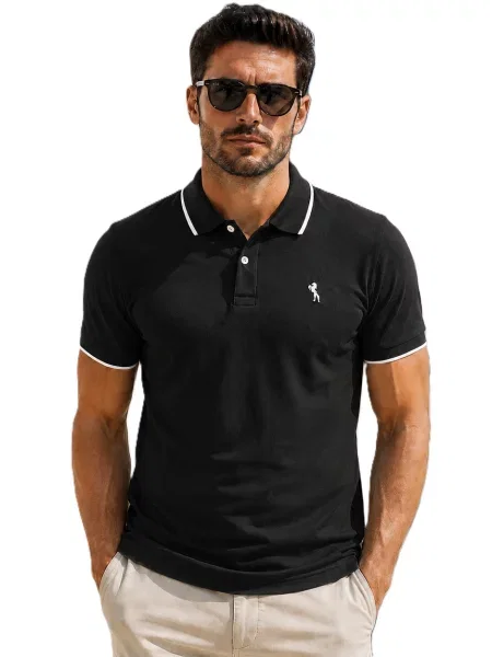 Tricou polo Lion negru