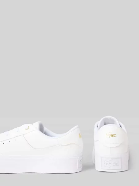 Top Lacoste skórzany na platformie z logo biały