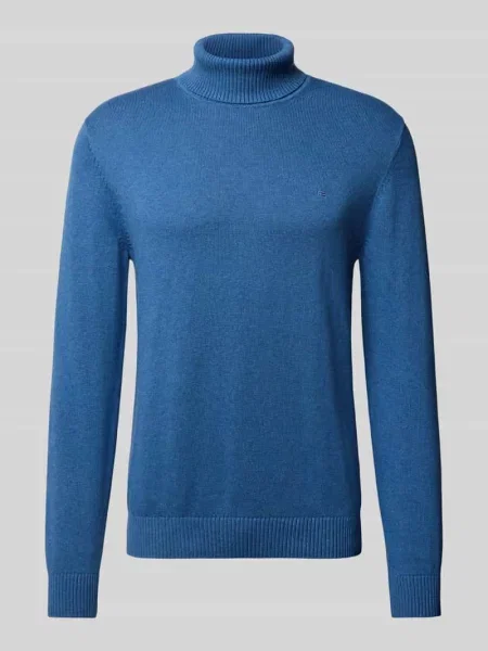 Sweter o kroju slim fit z mieszanki bawełny i wełny Christian Berg Men niebieski
