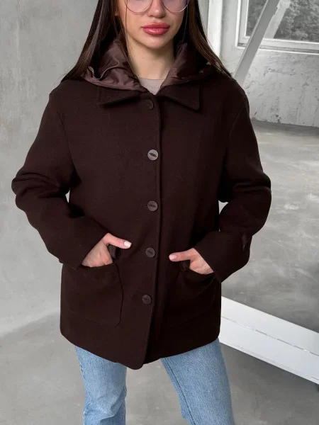 Кашемировое утепленное пальто D&v Couture коричневое