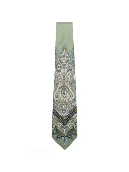Cravată Etro cu imagine cu model paisley verde