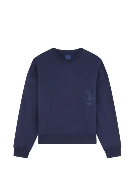 Hanorac crewneck Paul & Shark cu imagine cu decolteu rotund albastru