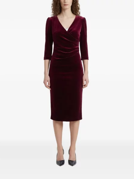Rochie midi Sutton New York de catifea plic roșu