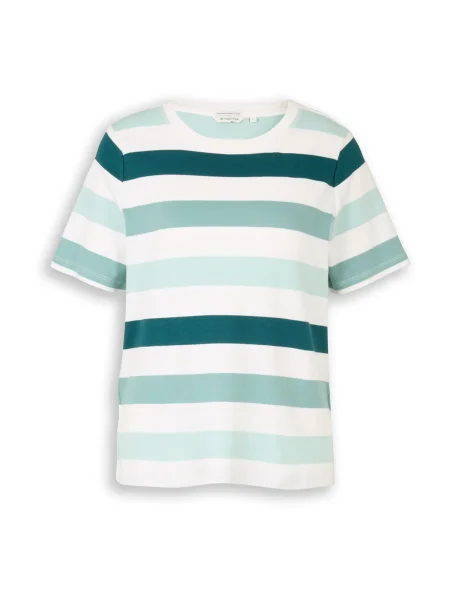 TOM TAILOR Tricou verde smarald / verde mentă alb