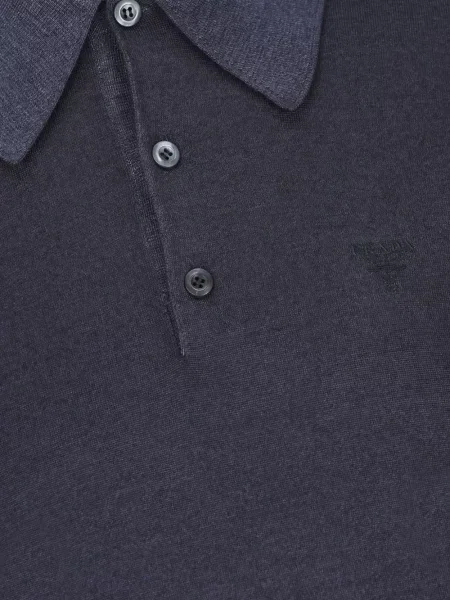 Polo Prada cu broderie din cașmir albastru