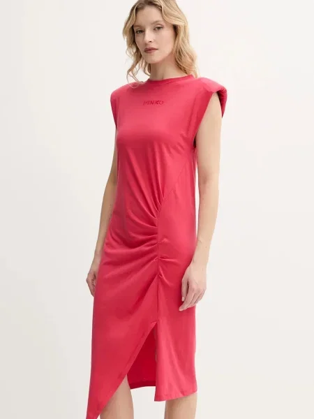 Pinko sukienka midi dopasowana czerwony