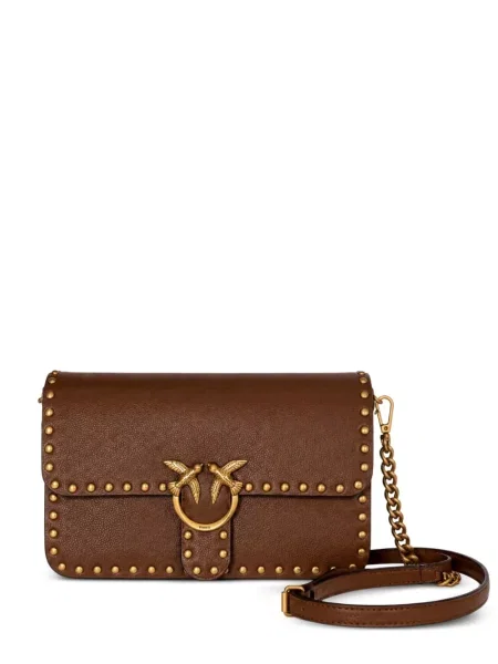 Geanta crossbody Pinko cu tepi maro