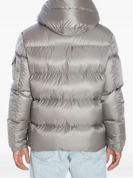 Geacă cu puf Moncler cu glugă gri