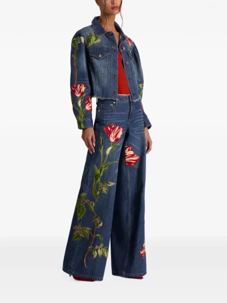 Blugi Alice + Olivia cu model floral albastru