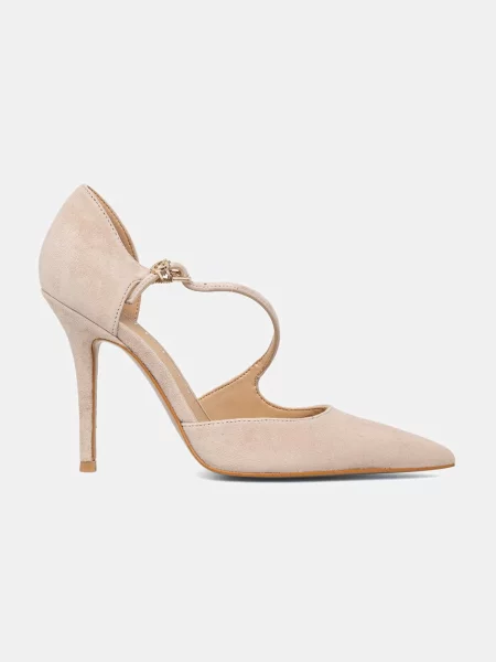 Guess pantofi cu stiletto din piele întoarsă NAPIPER bej