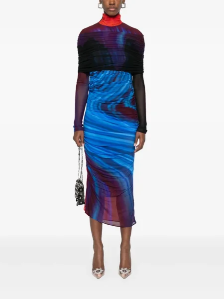 Rochie midi Mugler cu volane albastru