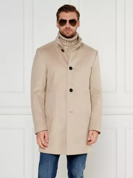 Joop! De lână palton 17 cu adaos de cașmir bej