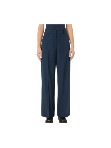 Weekend Max Mara Spodnie Marlene Visivo blau niebieskie
