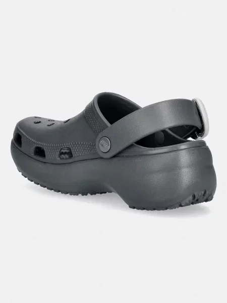 Crocs klapki na platformie Classic Platform Buckle Clog szare