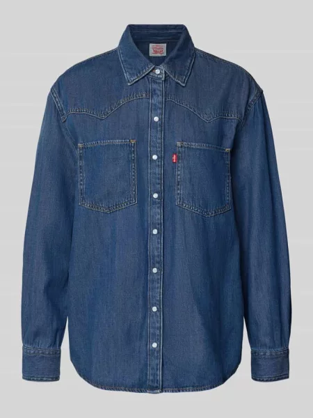 Bluzka koszulowa z tkaniny stylizowanej na denim Levi's niebieska
