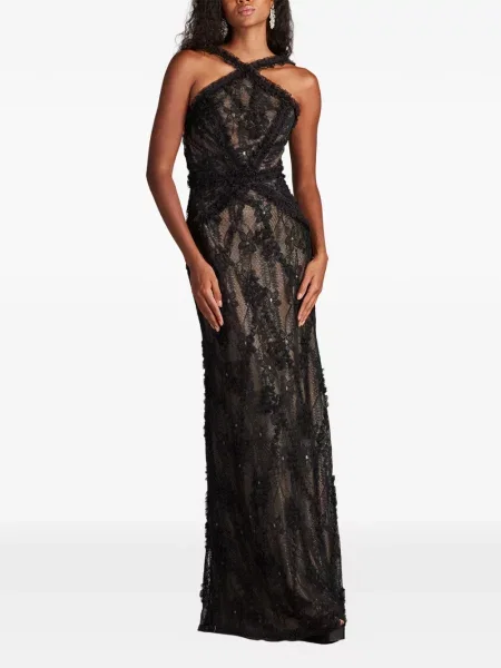 Rochie Tadashi Shoji cu volane din dantelă negru