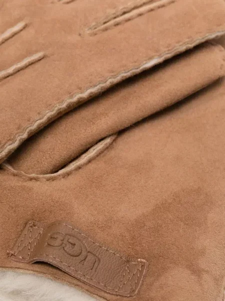 Mănuși Ugg din piele de oaie cu autograf maro