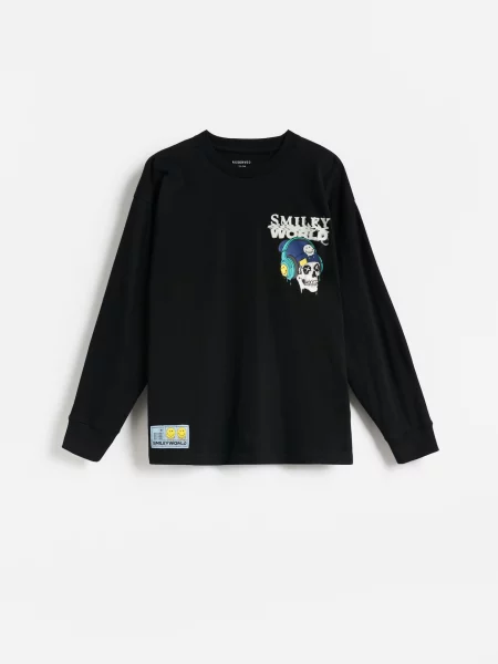 Reserved Tričko s dlhým rukávom SmileyWorld® čierna