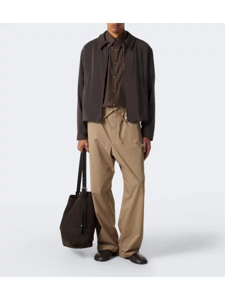 Pantaloni Lemaire din țesătură twill bej