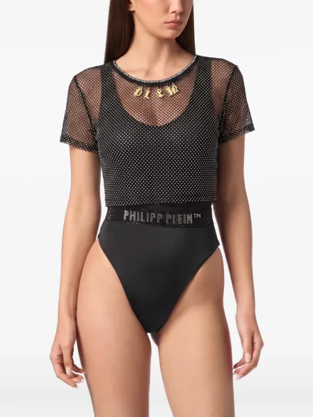 Decupat top Philipp Plein plasă negru