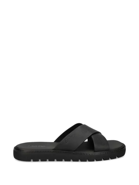 Sandale Calvin Klein din piele cu bretele negru