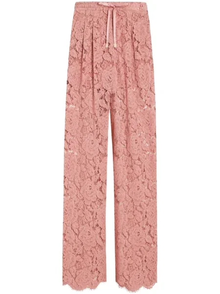 Pantaloni Dolce & Gabbana cu model floral din dantelă roz