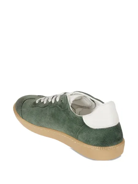 Sneakerși Be980 din piele de căprioară verde