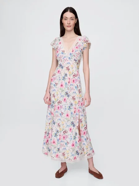Maxi rochie maxi Gap cu model floral de costum gri