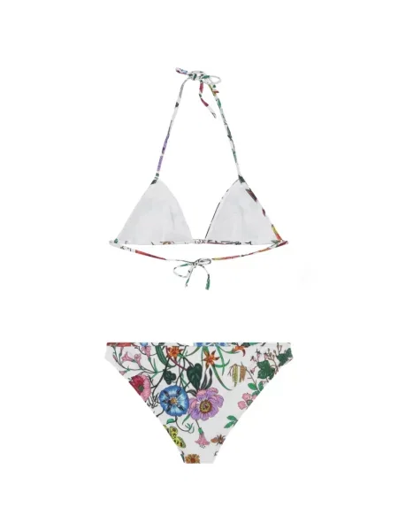 Bikini Gucci cu model floral cu imagine alb