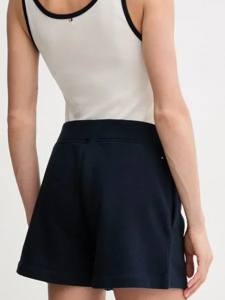 Šortky Tommy Hilfiger tmavomodrá s aplikací high waist