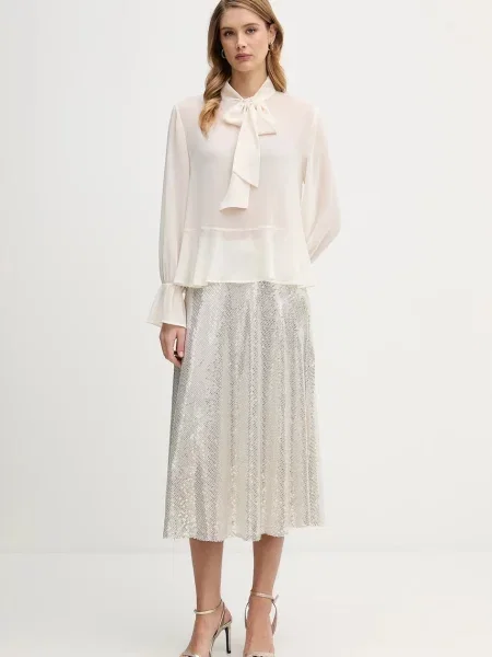 Спідниця OUI midi розкльошена срібний