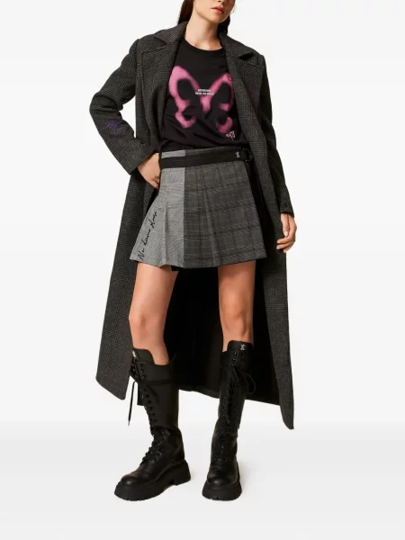 Palton Twinset în carouri negru