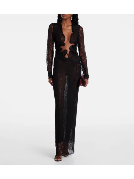 Rochie Christopher Esber transparente din dantelă negru