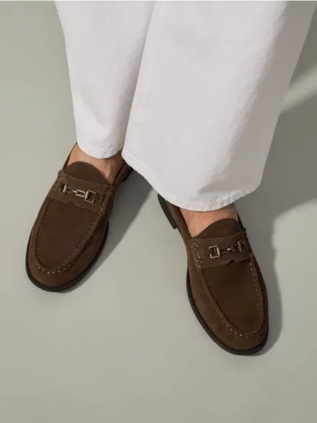 Замшевые лоферы Reserved коричневые