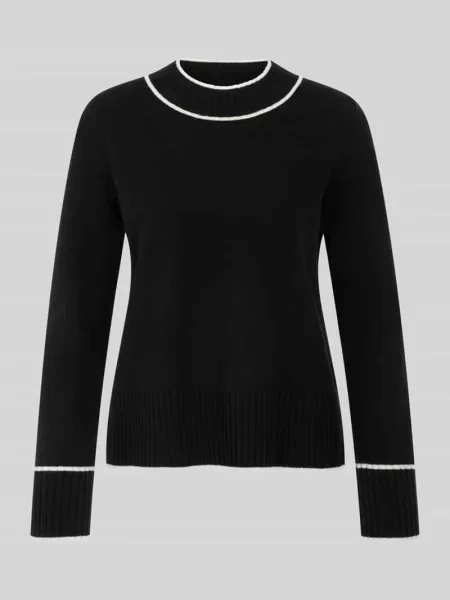Sweter w kroju regular fit z wełny z alpaki z paski w kontrastowym kolorze Marc Cain biały