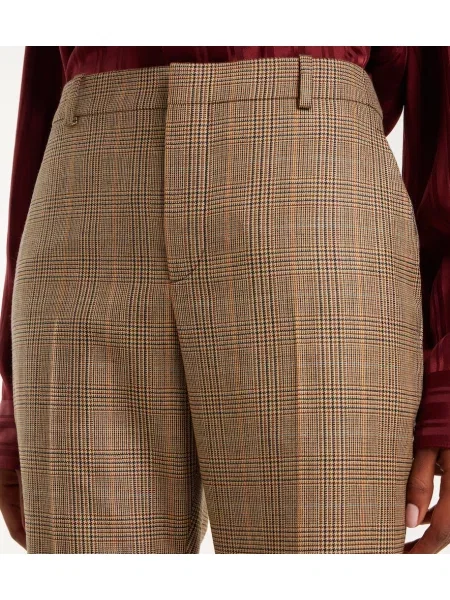 Pantaloni Saint Laurent de lână evazate bej