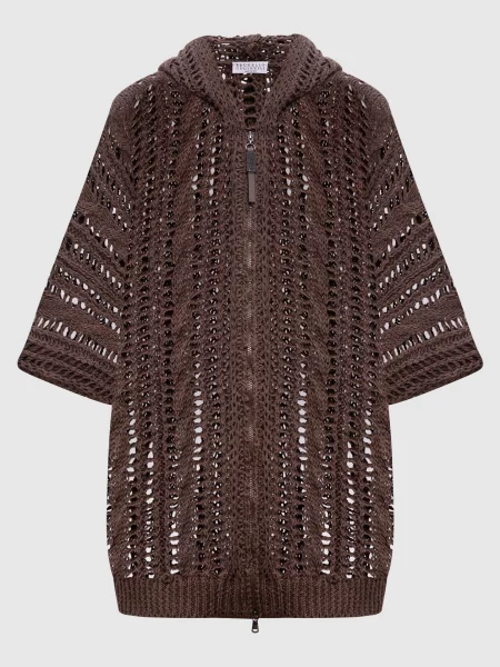 Ажурний кардиган з джуту Brunello Cucinelli коричневий