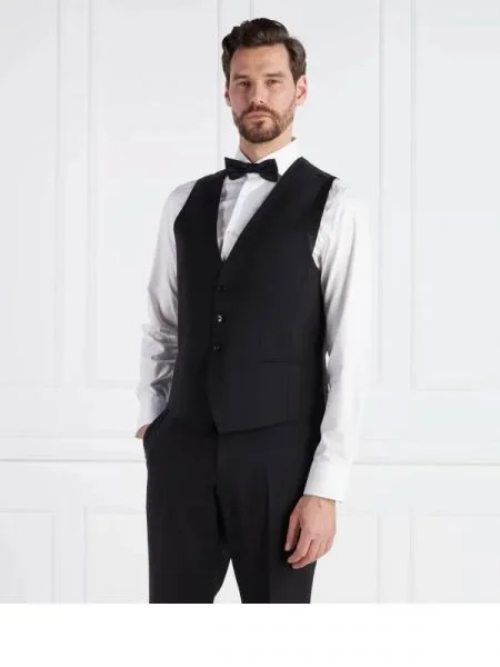 BOSS BLACK Vestă | Tailored slim negru