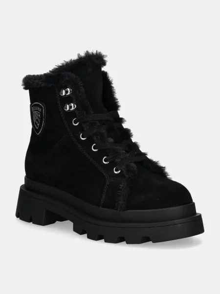 Велурени боти Blauer KIMMEL с равна подметка с лека изолация черно